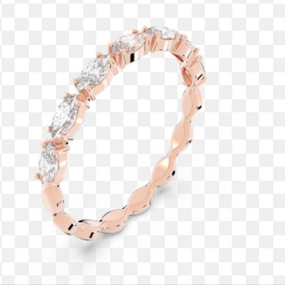 Swarovski Marquise Rose Gold Ring with Crystals NWT In Box